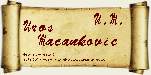 Uroš Macanković vizit kartica